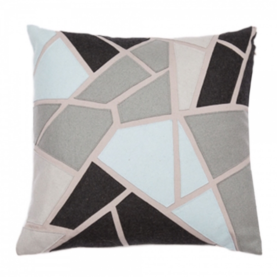 Cult Living Geometric Applique Felt Patch Cushion, Blue